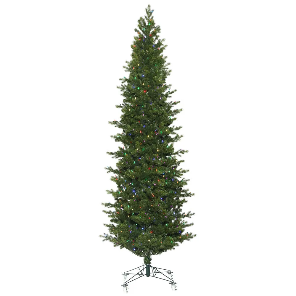 10' x 42" Eagle Fraser Slim Artificial Christmas Tree Multi-colored Dura-Lit LED