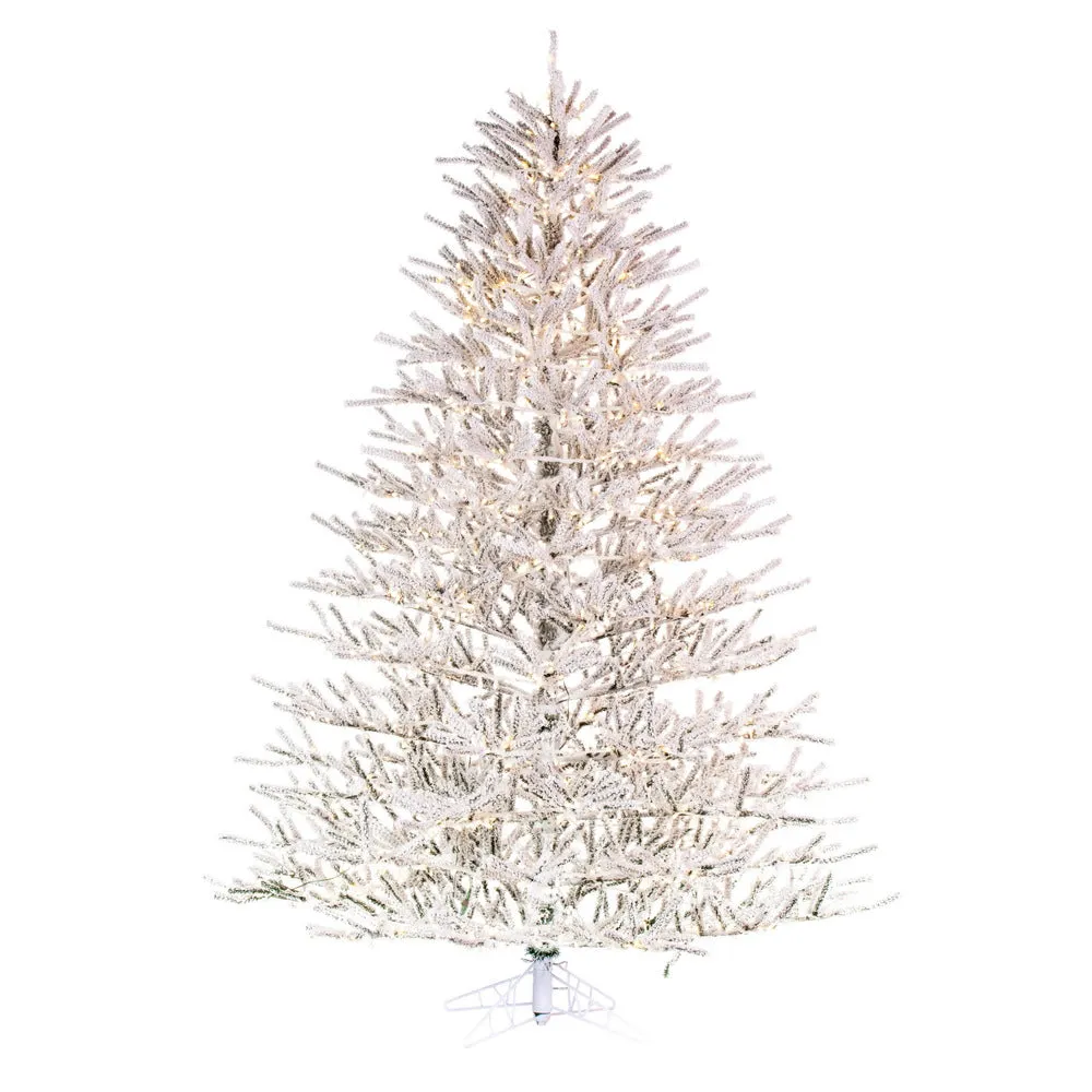 10' x 81" Flocked Pistol Pine Artificial Pre-lit Xmas Tree Warm White 3mm LED