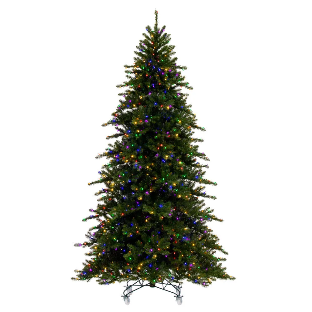 12' x 74" Bavarian Pine Artificial Pre-Lit Christmas Tree Multi-Colored Lights.