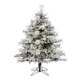 12' x 95" Flocked Cheshire Artificial Christmas Tree Clear Dura-Lit Mini Lights