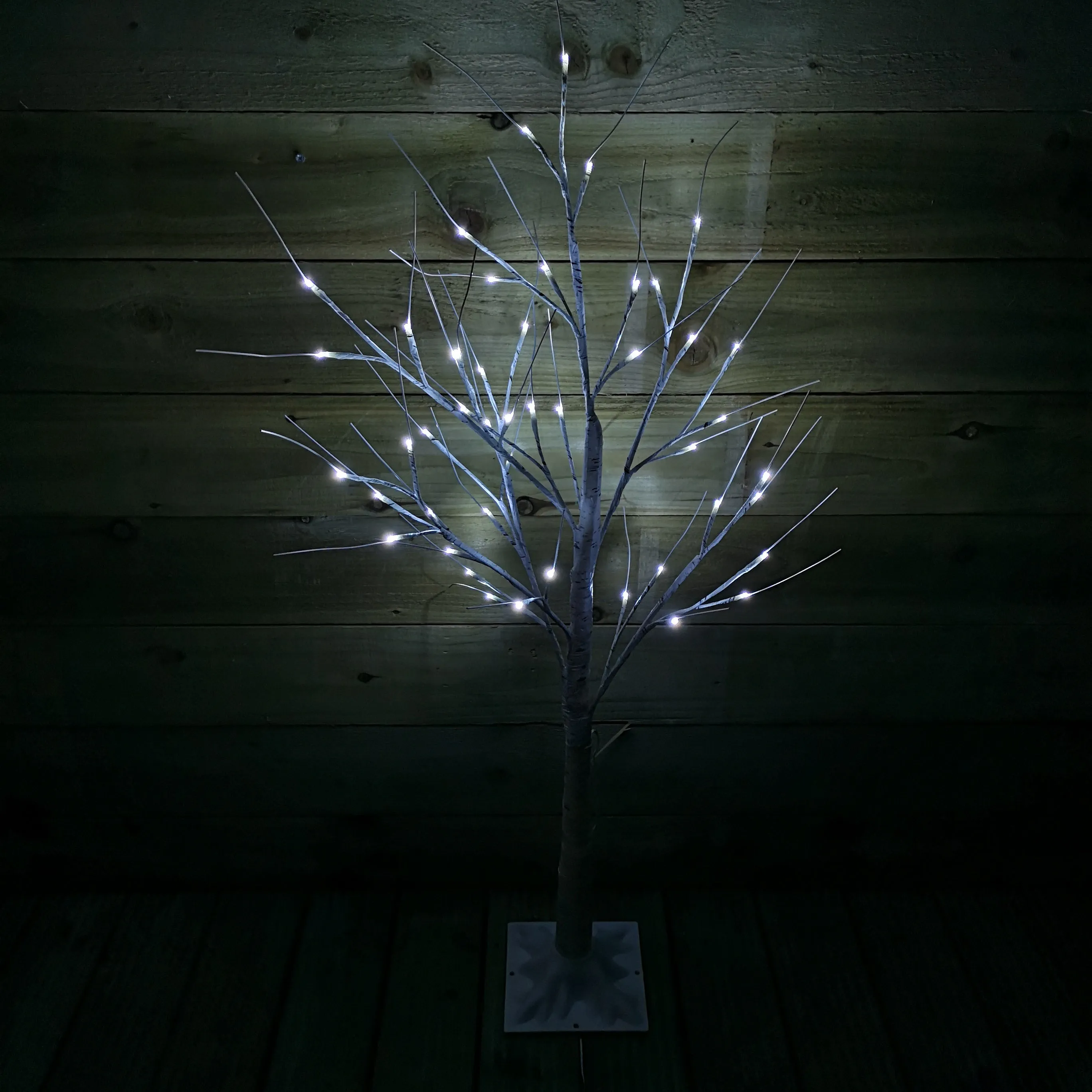 1.2m (4ft) Indoor Outdoor Christmas Lit Birch Tree with 48 Ice White LEDs