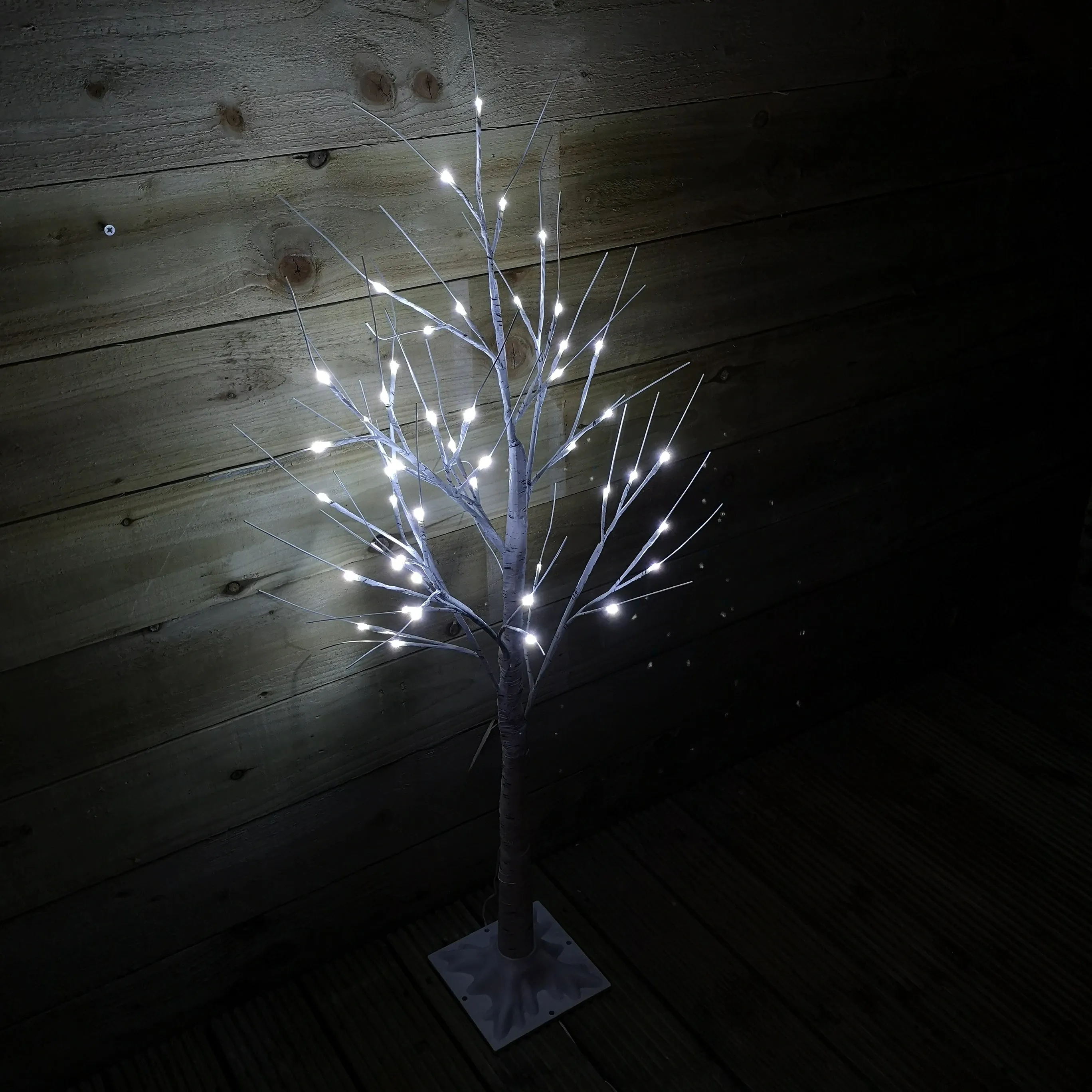 1.2m (4ft) Indoor Outdoor Christmas Lit Birch Tree with 48 Ice White LEDs