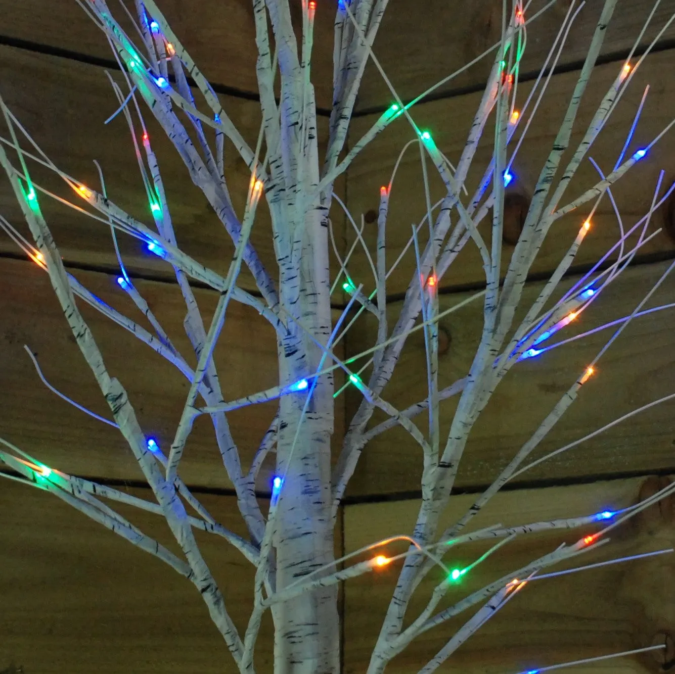 1.2m Christmas Birch Tree with 48 Multicoloured LEDs