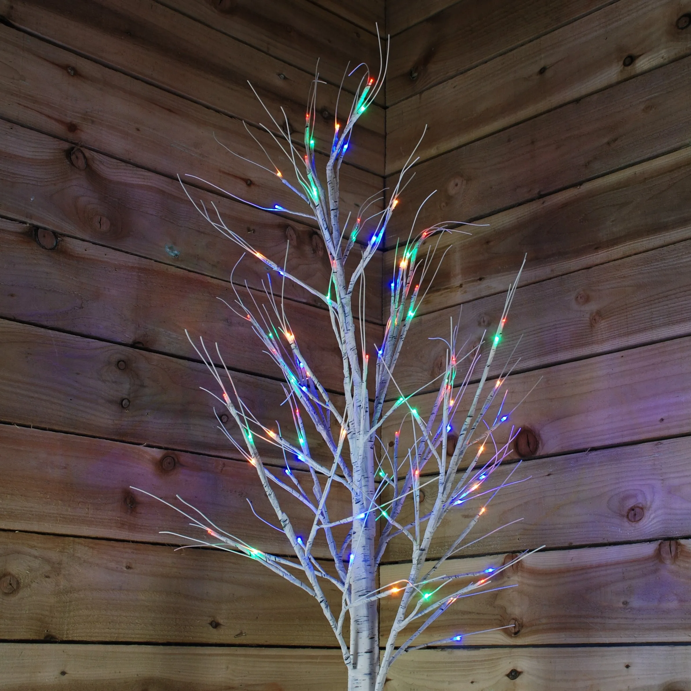 1.2m Christmas Birch Tree with 48 Multicoloured LEDs