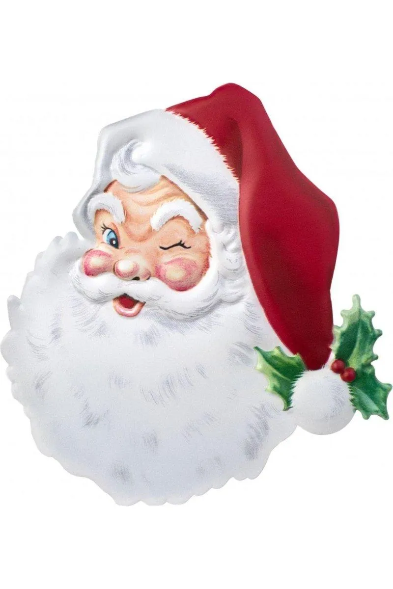 12" Metal Embossed Santa Face