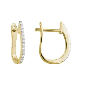 14k Diamond Huggie Hoop Earrings