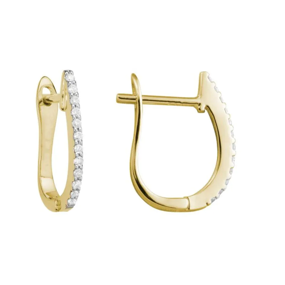 14k Diamond Huggie Hoop Earrings