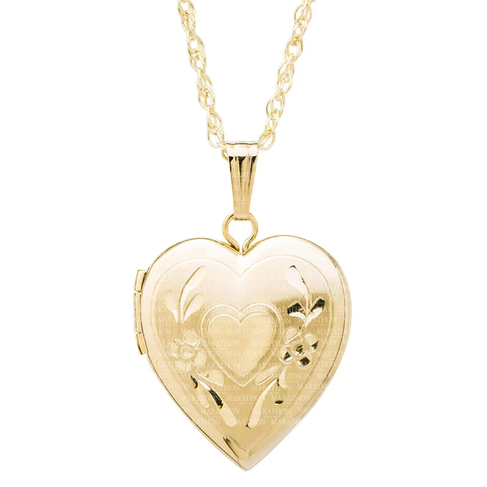 14k Gold Heart Locket with Engraving