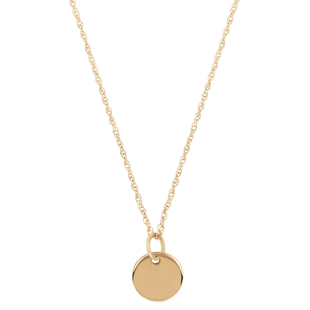 14k Gold Mini Round Tag Pendant Necklace