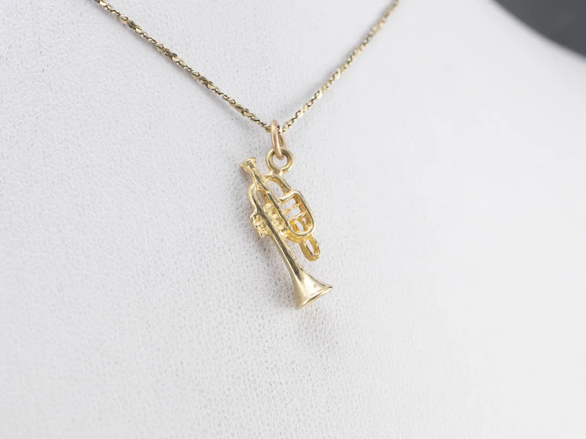 14K Gold Trumpet Charm