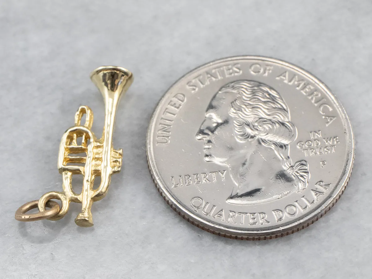 14K Gold Trumpet Charm