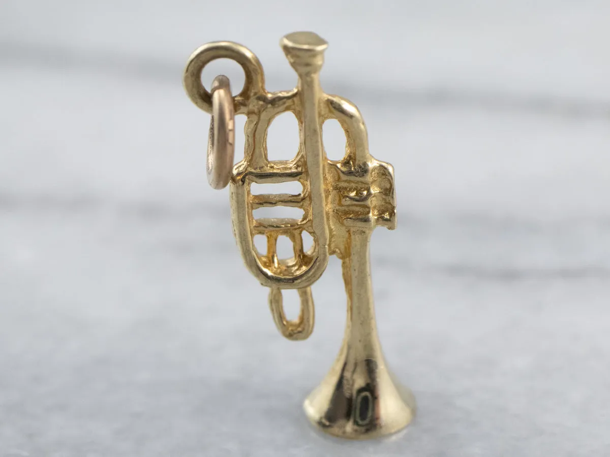 14K Gold Trumpet Charm