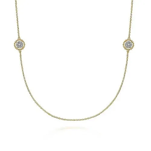 14K Yellow Gold Bujukan Double Sided Diamond Station Necklace