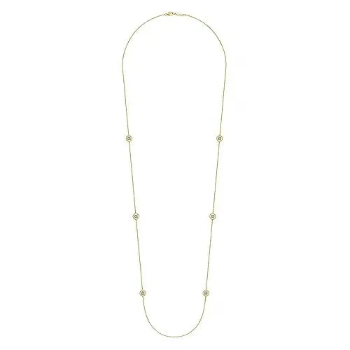 14K Yellow Gold Bujukan Double Sided Diamond Station Necklace