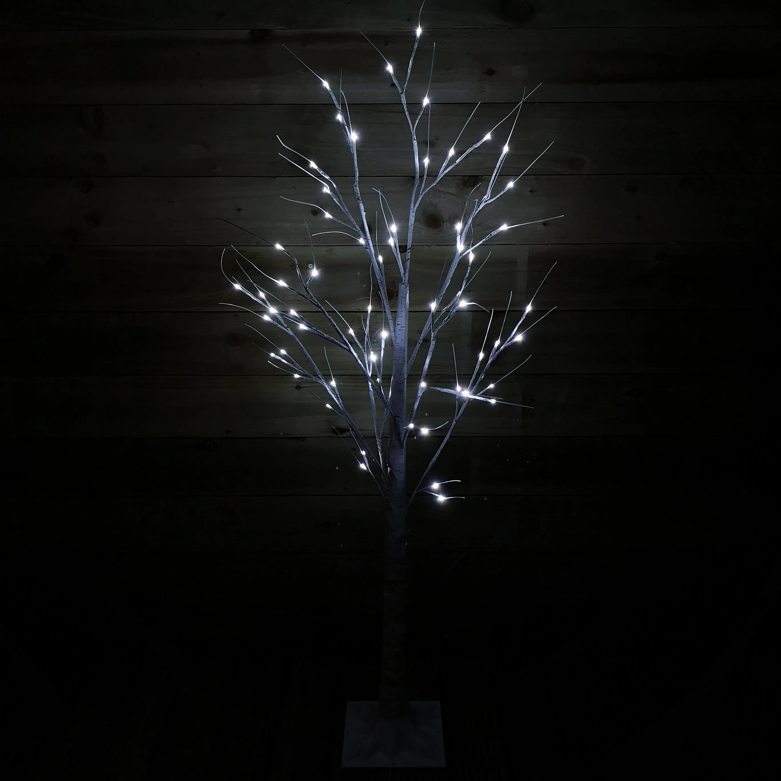 1.5m (5ft) Indoor Outdoor Christmas Lit Birch Tree with 64 Ice White LEDs