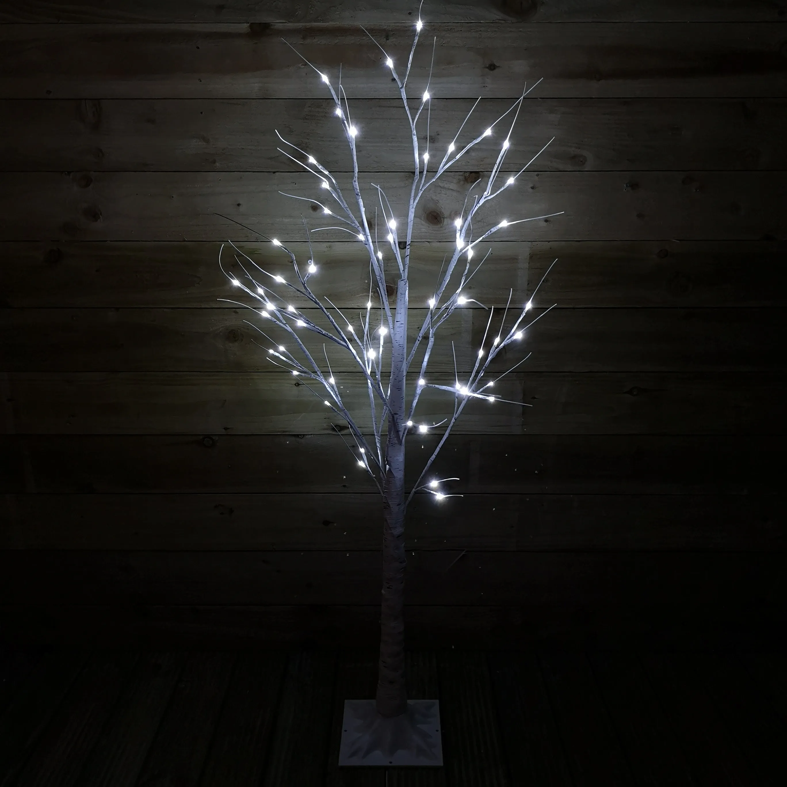 1.5m (5ft) Indoor Outdoor Christmas Lit Birch Tree with 64 Ice White LEDs