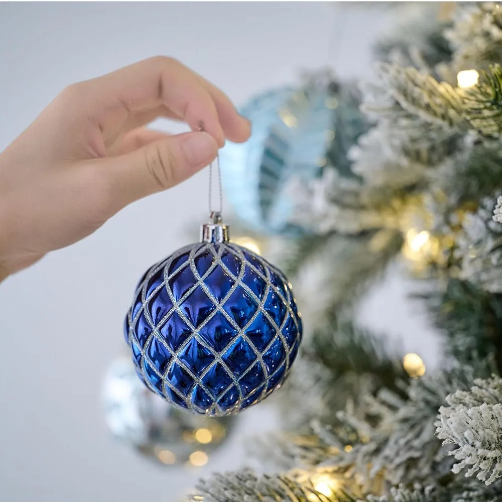 16 pcs Blue Silver Stripes theme Christmas Ball Tree ornaments XMAS Decoration Set