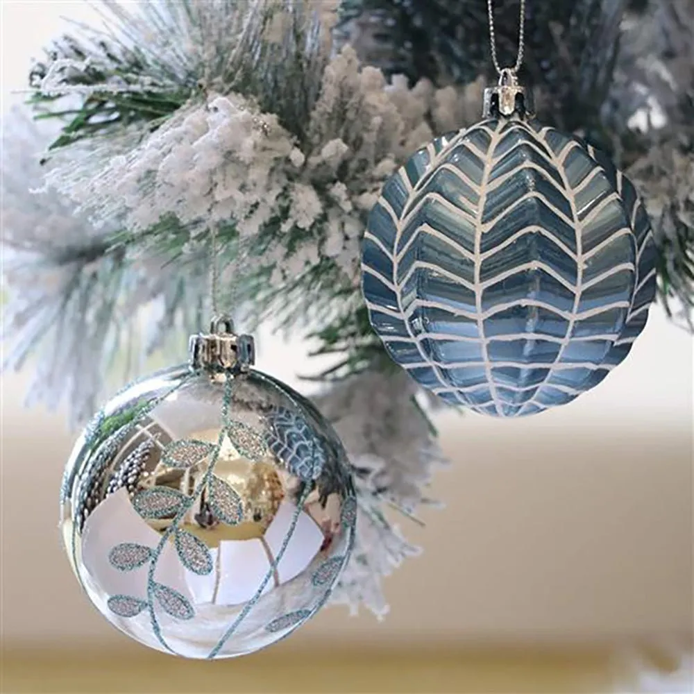 16 pcs Blue Silver Stripes theme Christmas Ball Tree ornaments XMAS Decoration Set