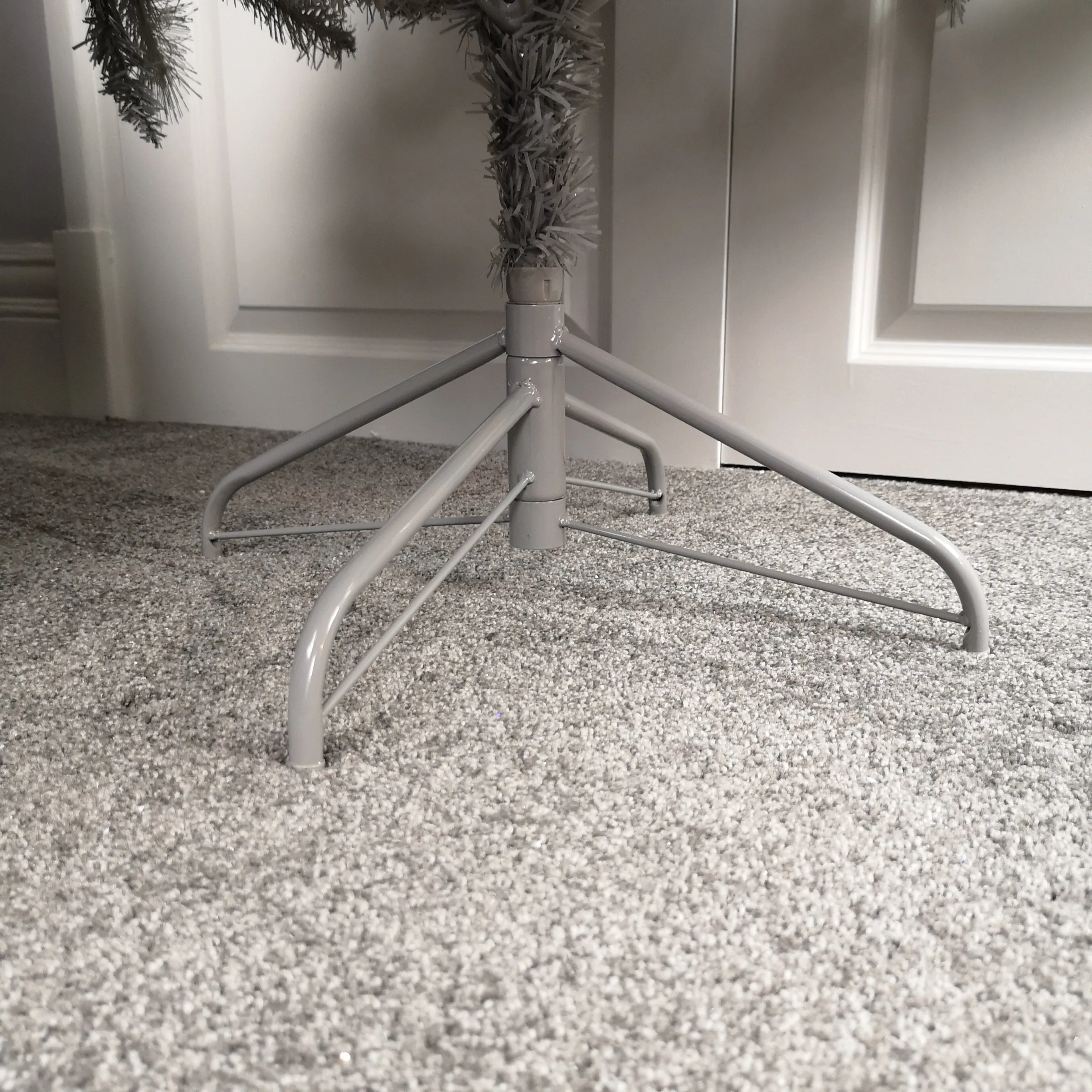 1.8M 6ft Silver Glitter Tip Fir Festive Christmas Tree in Grey PVC with Silver Tipping