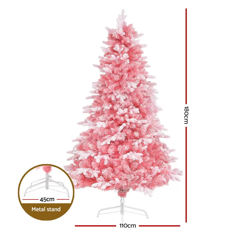 1.8m Pink Snow Flocked Christmas Tree, 810 Tips, Jingle Jollys