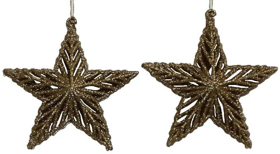 2-Pack of Double Layer 3D Glitter Star Ornaments