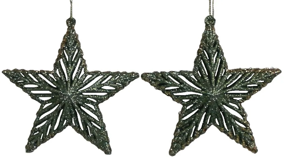 2-Pack of Double Layer 3D Glitter Star Ornaments