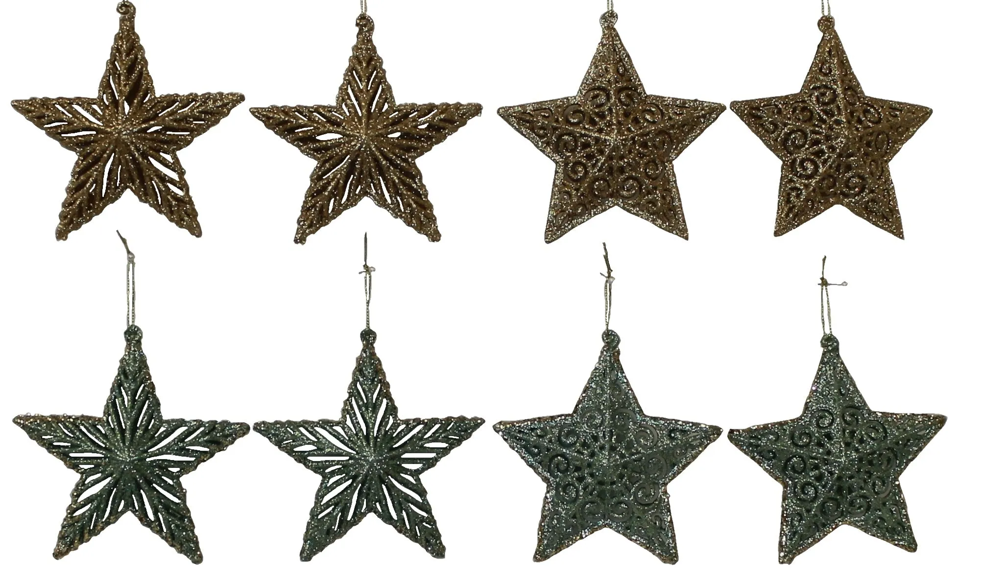 2-Pack of Double Layer 3D Glitter Star Ornaments