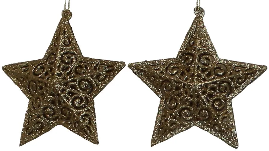 2-Pack of Double Layer 3D Glitter Star Ornaments