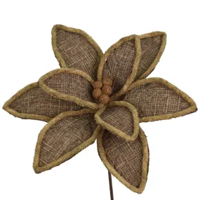 20” Woven Jute Puff Edge Poinsettia in Brown