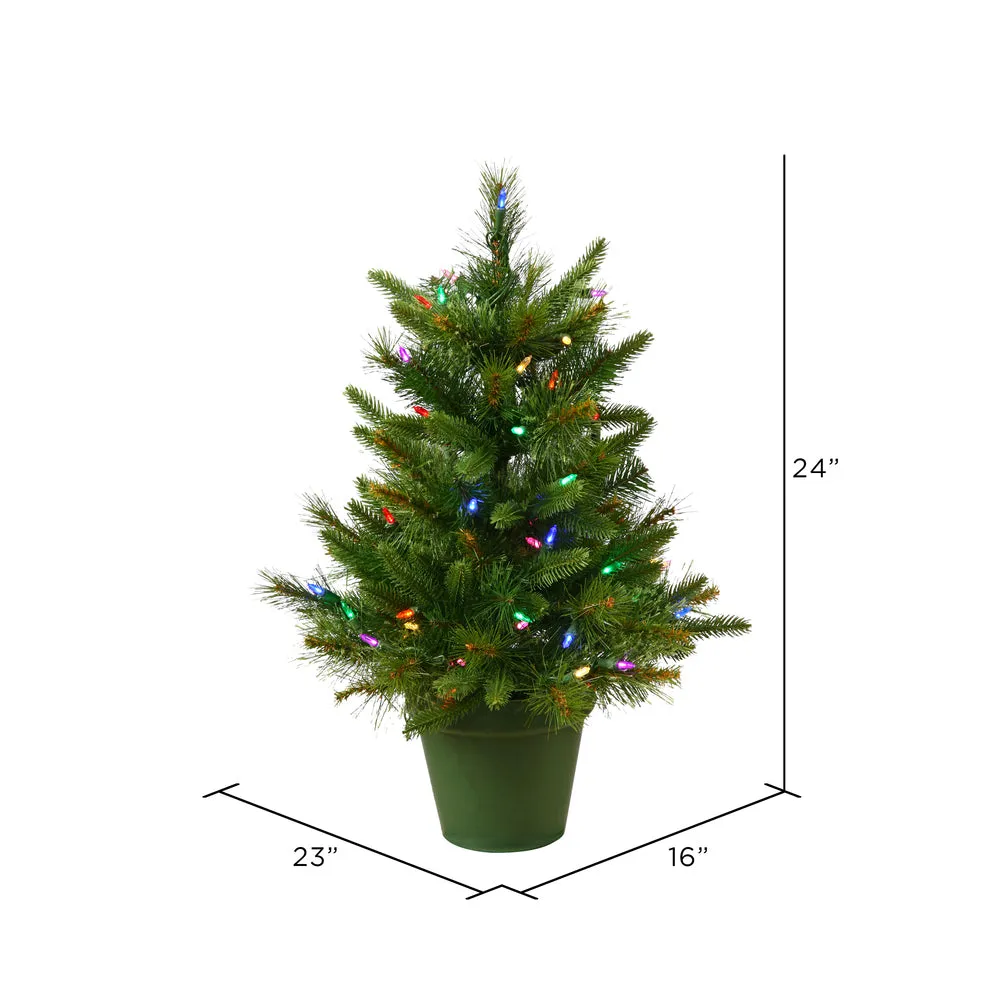 24" Cashmere Pine Artificial Christmas Tree Colored Battery Operated LED Lights