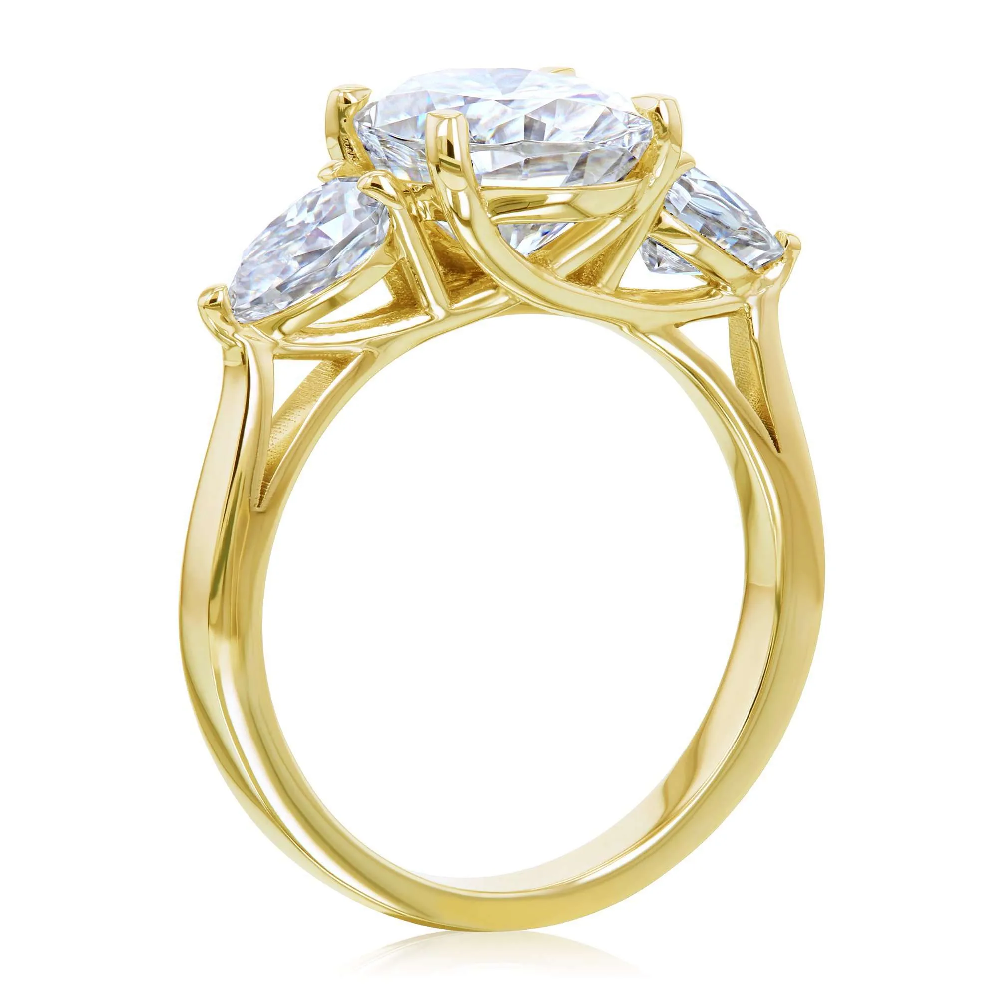 3 Stone Trellis Oval & Pear Ring