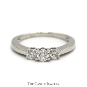 .35cttw Three Stone Diamond Engagement Ring in 14k White Gold