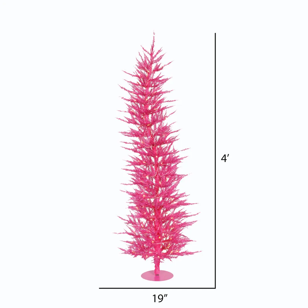 4' Pink Laser Artificial Christmas Tree Pink Dura-lit Incandescent Lights