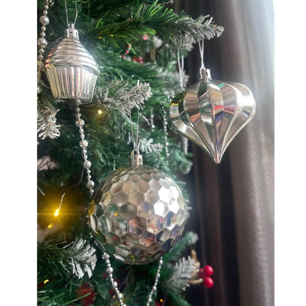 40 pcs Silver Theme Hanging Christmas Tree Ornaments