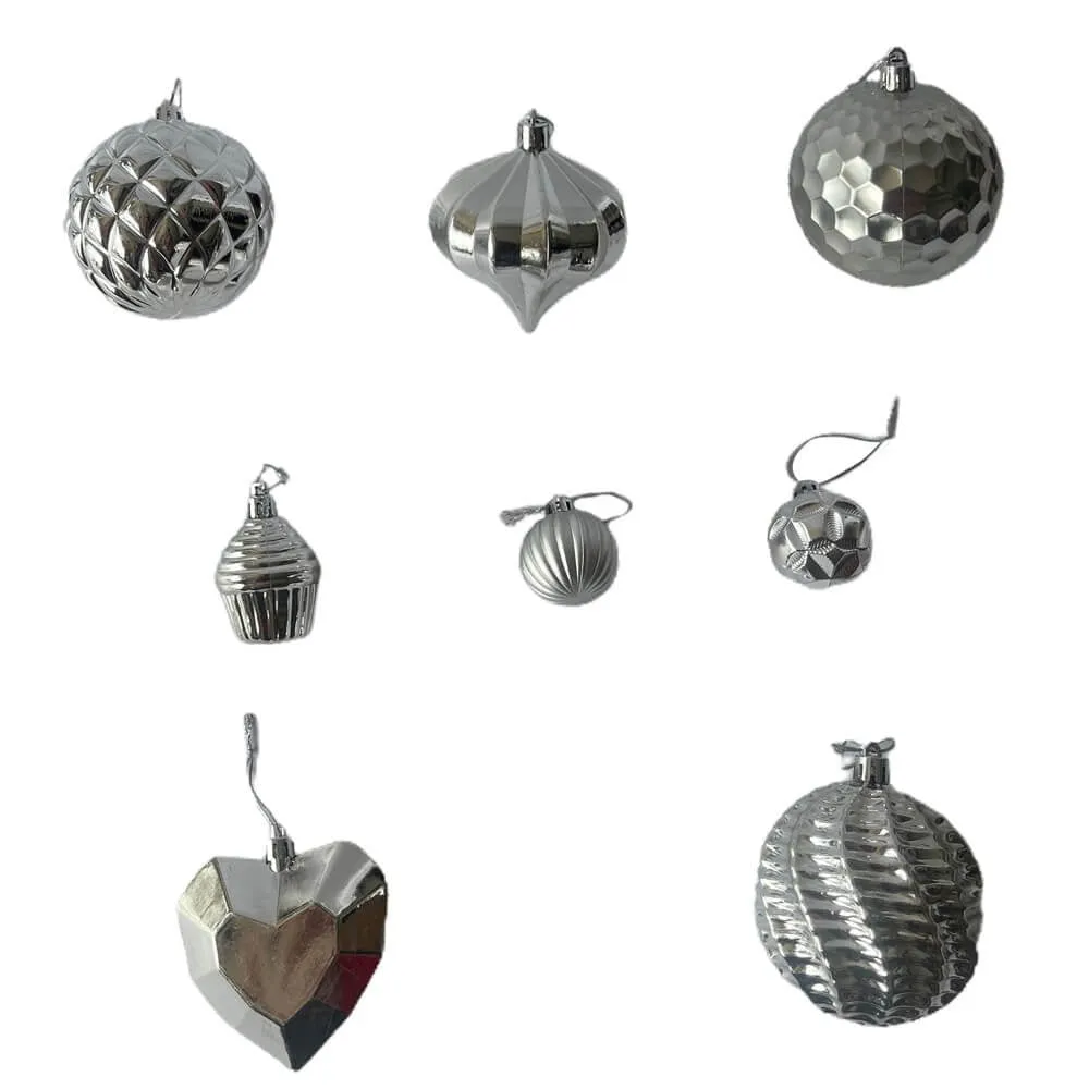 40 pcs Silver Theme Hanging Christmas Tree Ornaments