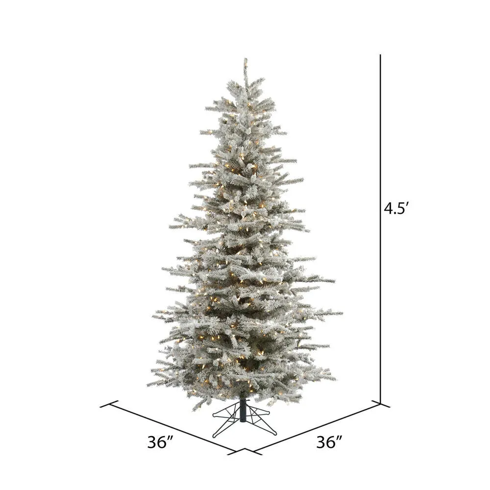 4.5' Flocked Sierra Fir Slim Artificial Christmas Tree Clear Dura-Lit lights