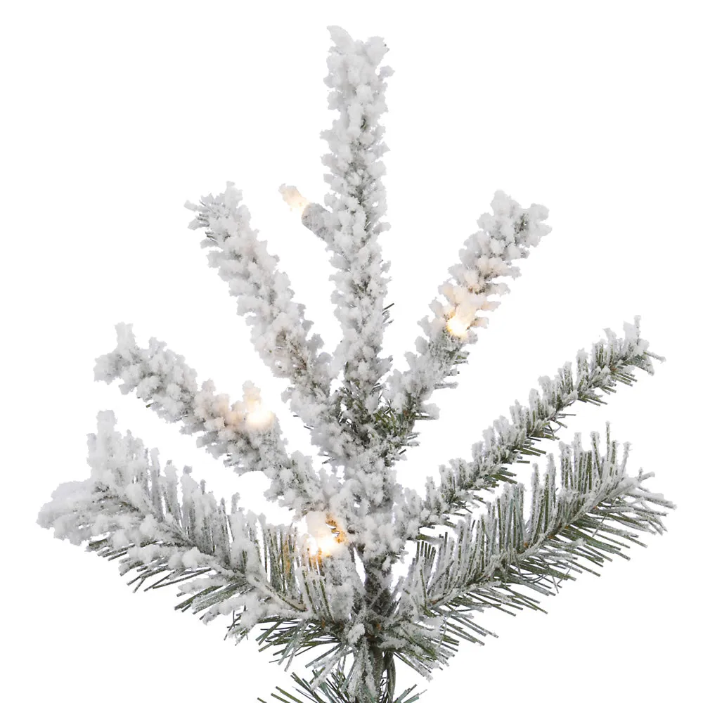 4.5' Flocked Sierra Fir Slim Artificial Christmas Tree Clear Dura-Lit lights