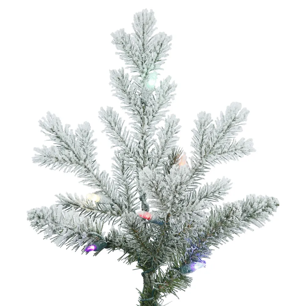 4.5' Frosted Eastern Fraser Fir Artificial Christmas Tree Colored Dura-Lit LED