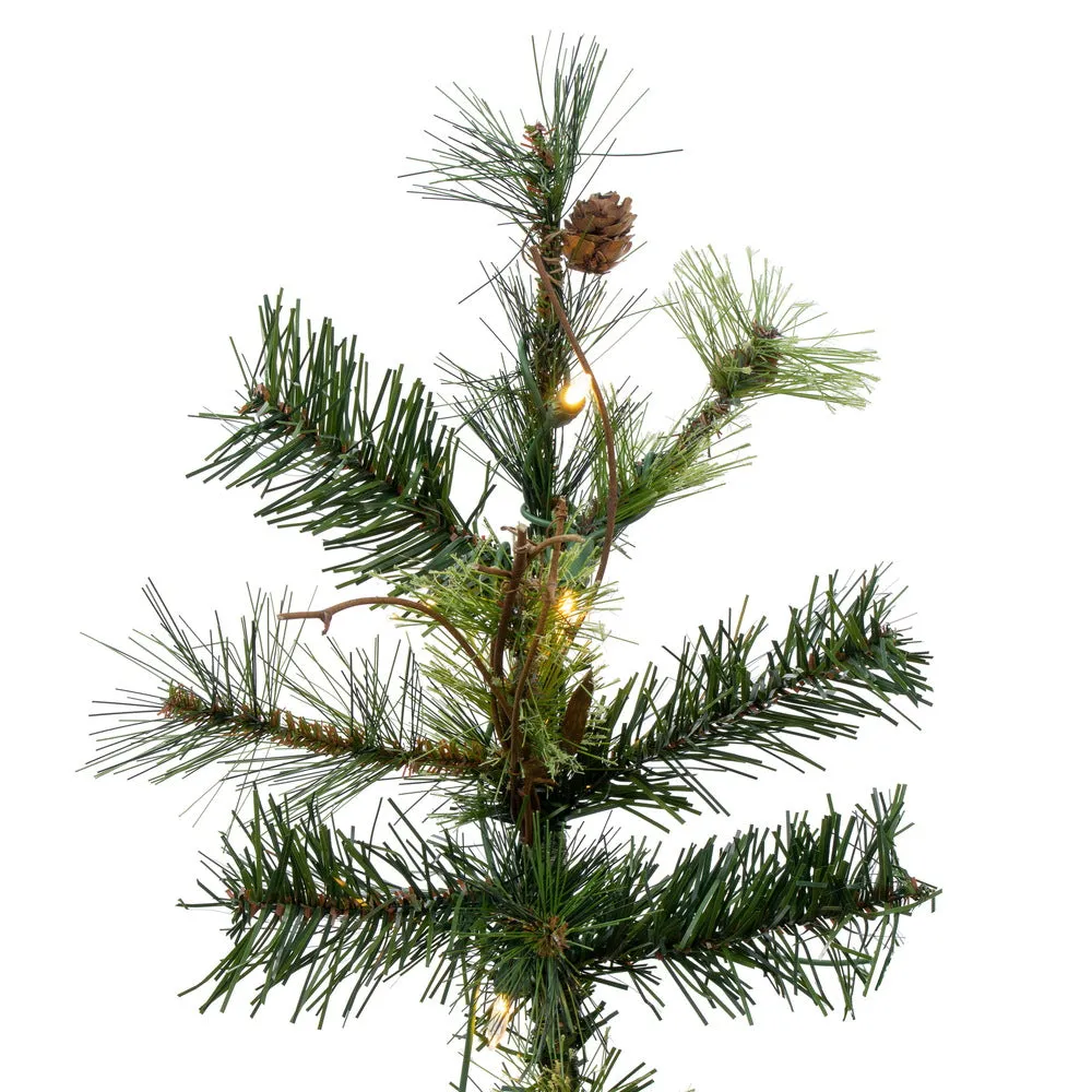 4.5' Mixed Country Pine Slim Artificial Christmas Tree Warm White Dura-Lit LED