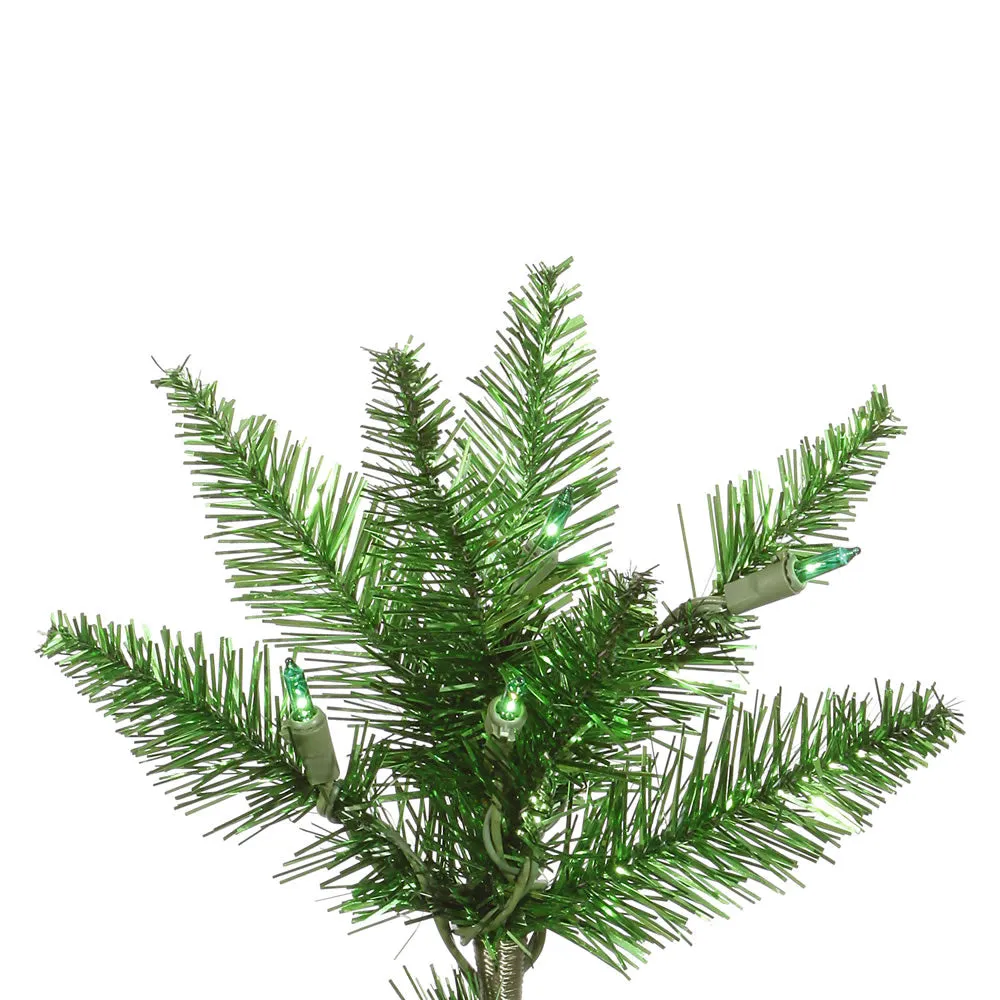 4.5' Tinsel Green Fir Artificial Christmas Tree Green Incandescent Lights