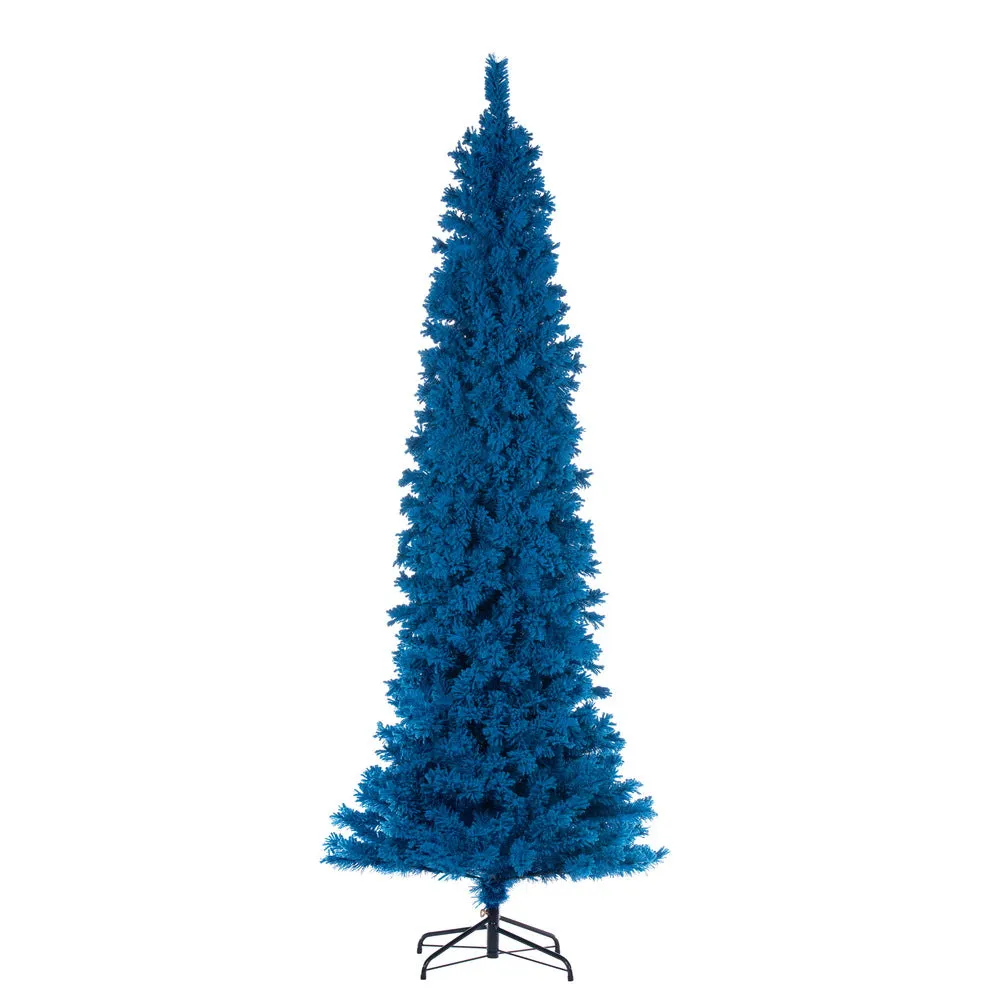 4.5' x 19" Flocked Turquoise Fir Artificial Unlit Pencil Christmas Tree