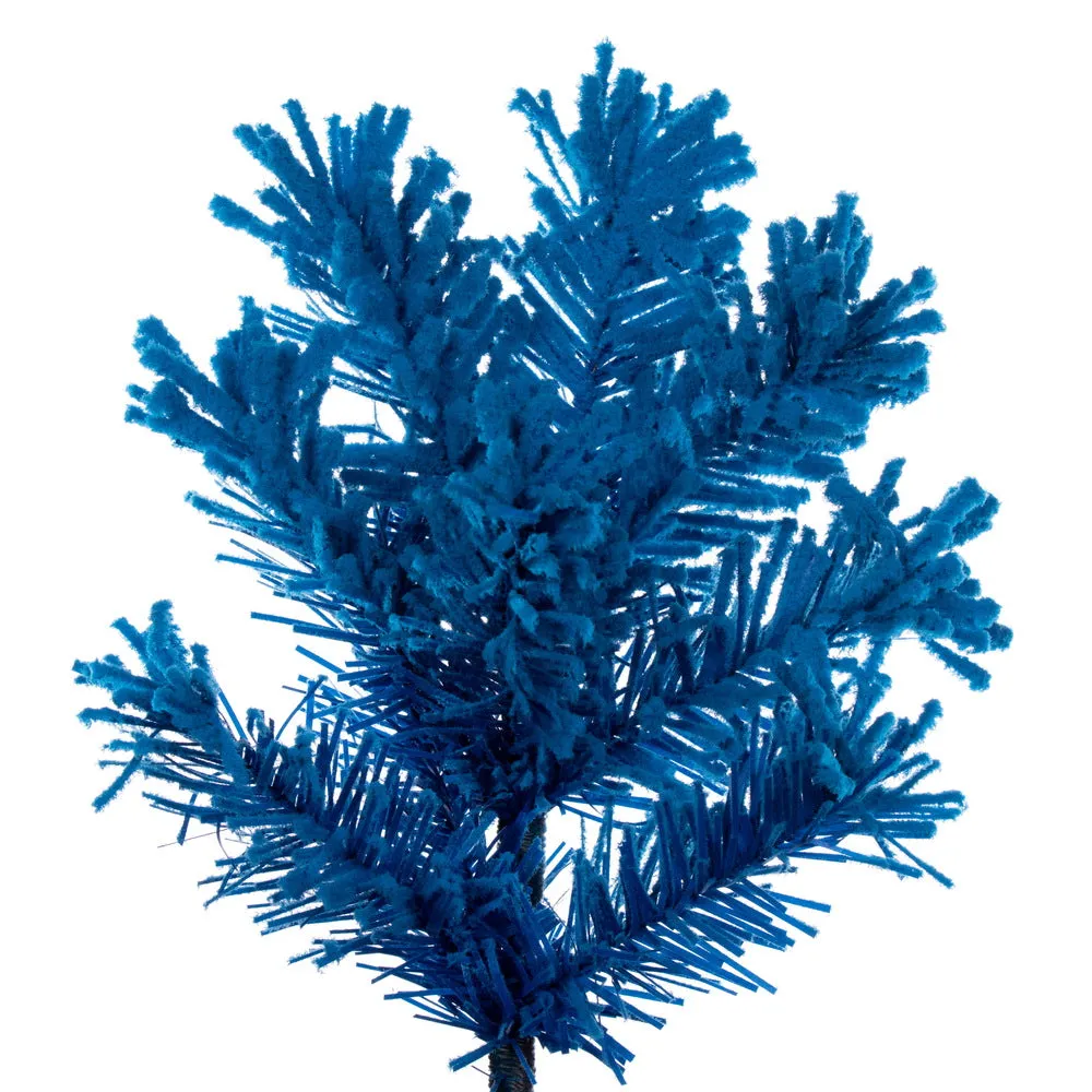 4.5' x 19" Flocked Turquoise Fir Artificial Unlit Pencil Christmas Tree