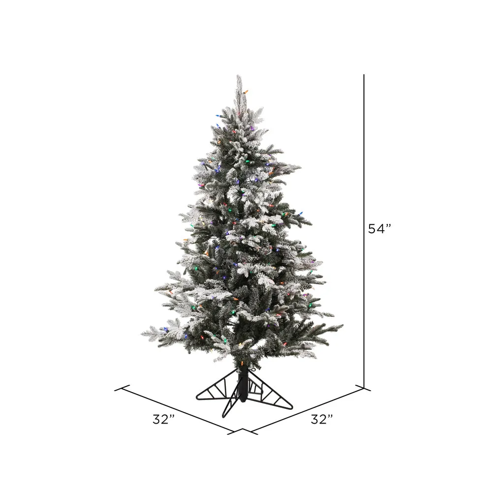 4.5' x 32" Kamas Fraser Fir Artificial Christmas Tree Colored Dura-Lit LED