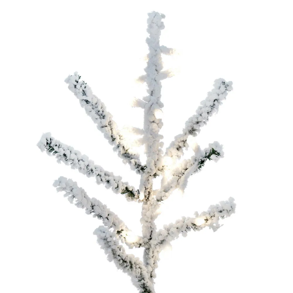 4.5' x 34" Flocked Pistol Pine Artificial Pre-lit Xmas Tree Warm White 3mm LED