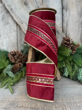 4" Red Velvet Ribbon, Christmas Velvet Ribbon