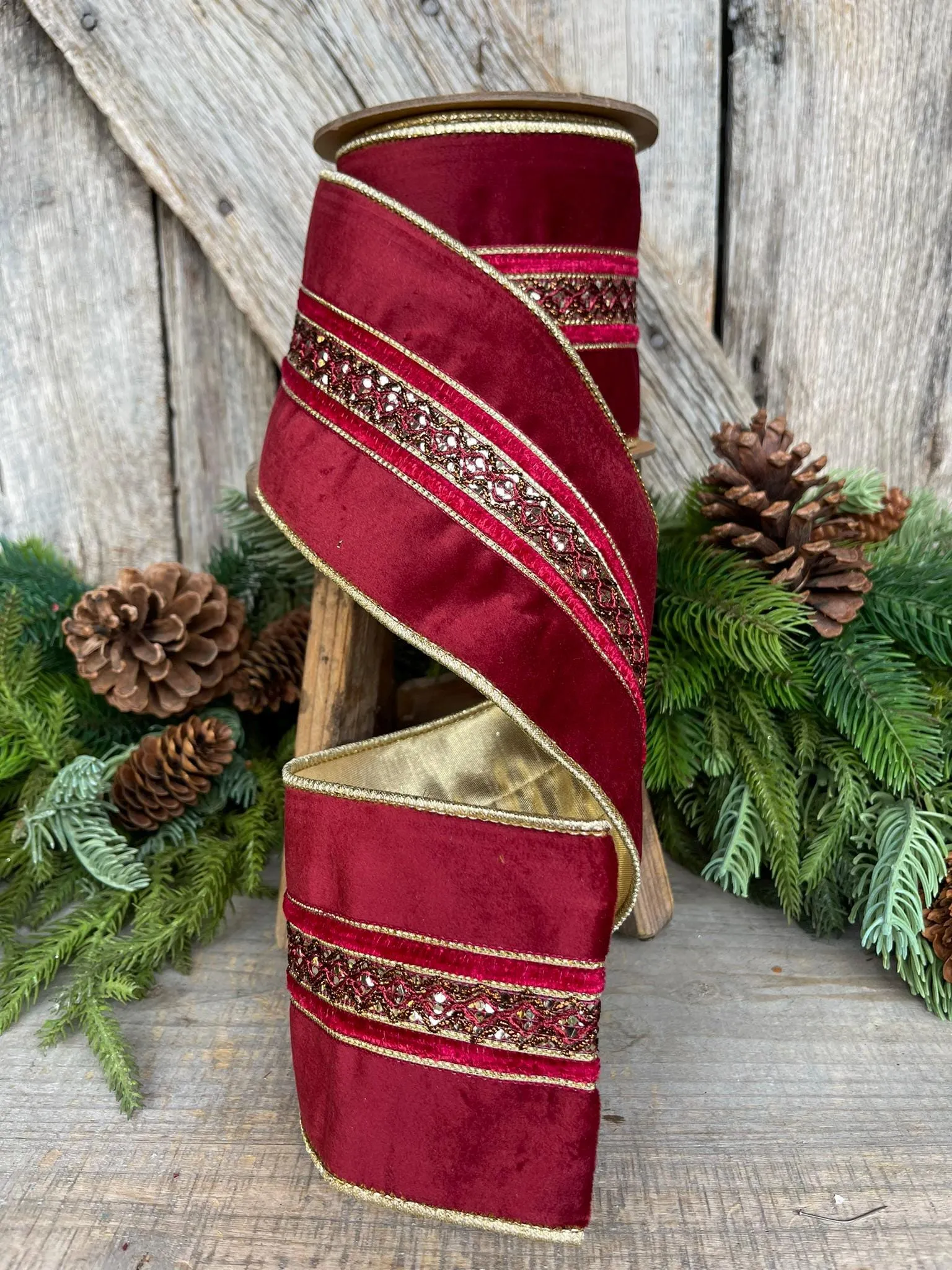 4" Red Velvet Ribbon, Christmas Velvet Ribbon