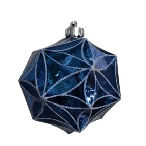 5“ Mercury Geometric Glitter Ball Ornament in Classic Blue | XJB