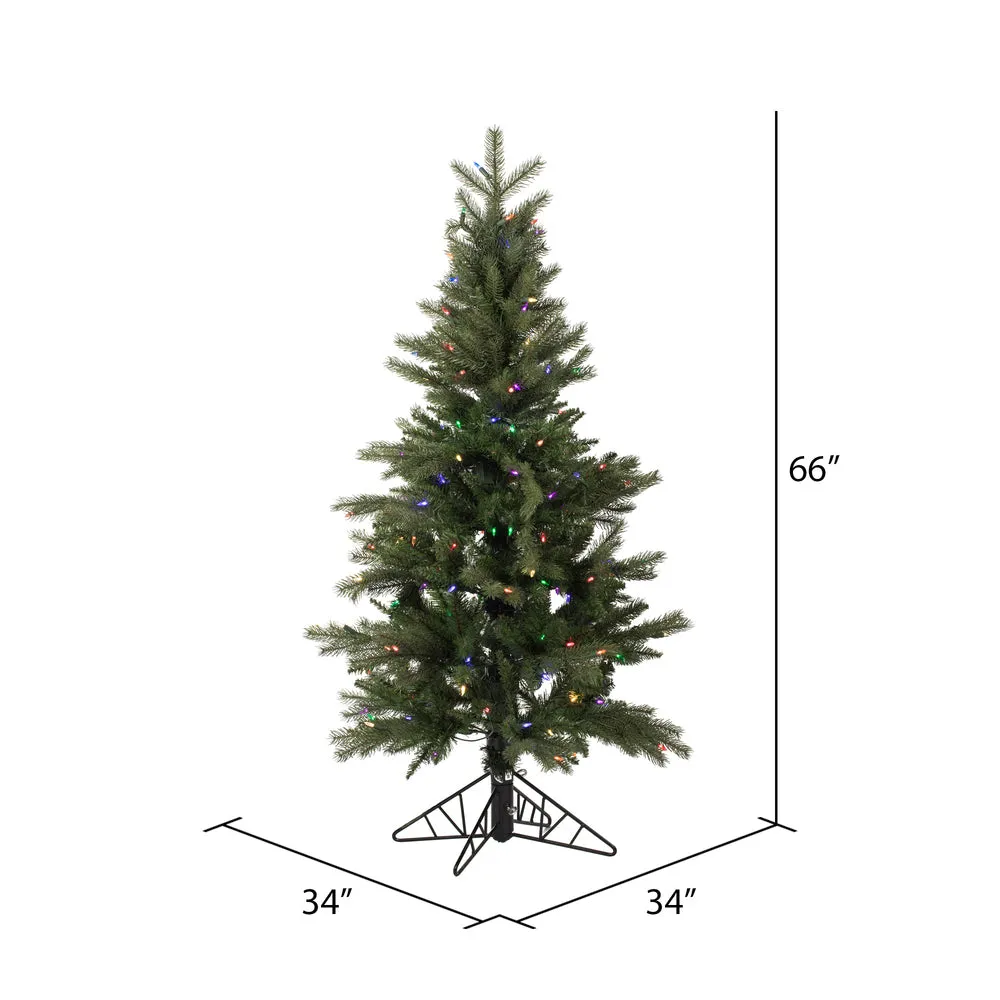 5.5' x 36" Balsam Spruce Slim Artificial Christmas Tree Colored Dura-Lit LED