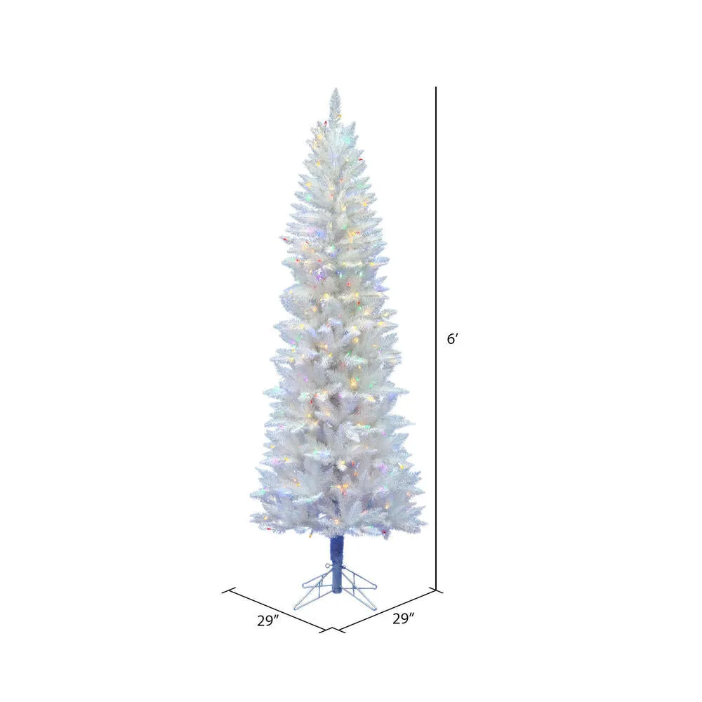 6' Sparkle White Spruce Pencil Artificial Christmas Tree Colored LED Lights