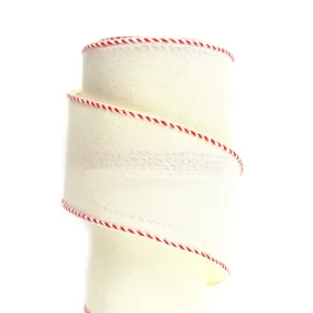 63mm x 9M Red Rim White Wired Ribbon 6309029